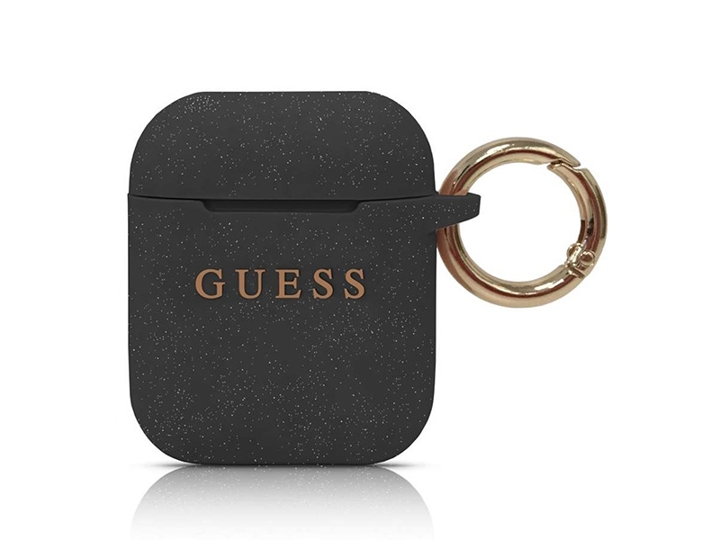 Guess GUACCSILGLBK AirPods cover czarny/black Silicone Glitter