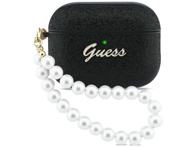 Guess Glitter Pearl Strap Case Für Airpods Pro 3 - Schwarz