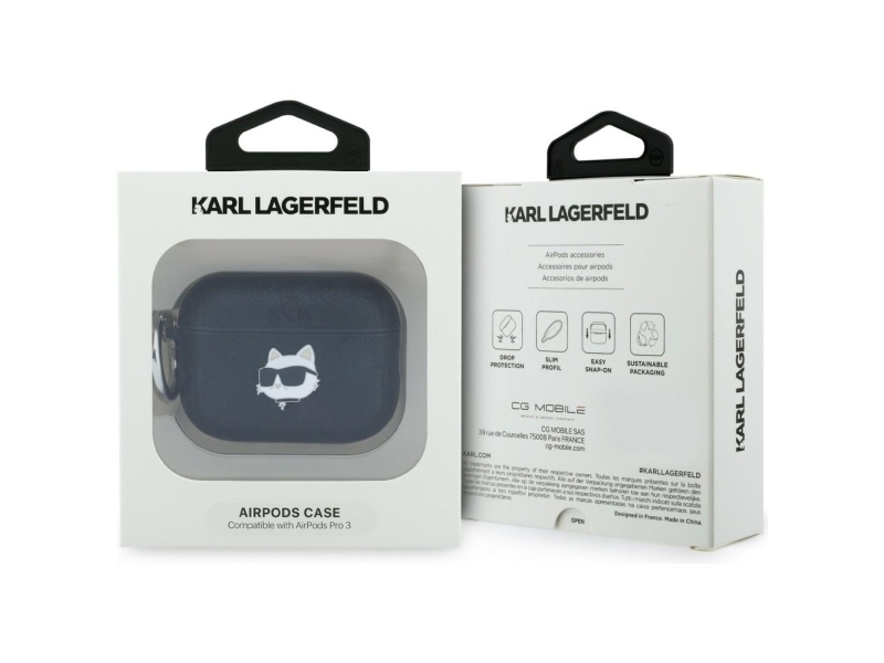 Karl Lagerfeld Monogram Choupette Head Case for AirPods Pro 3 - Black