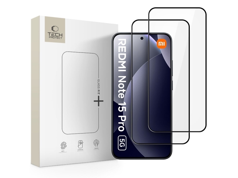 Spigen Hartglas Tech-Protect Glass Fit+ 2Er-Set Für Xiaomi Redmi Note 15 Pro 5G Schwarz