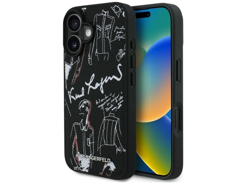 Karl Lagerfeld Strukturiertes Muster & Logo Magsafe Case Für Iphone 16 - Schwarz