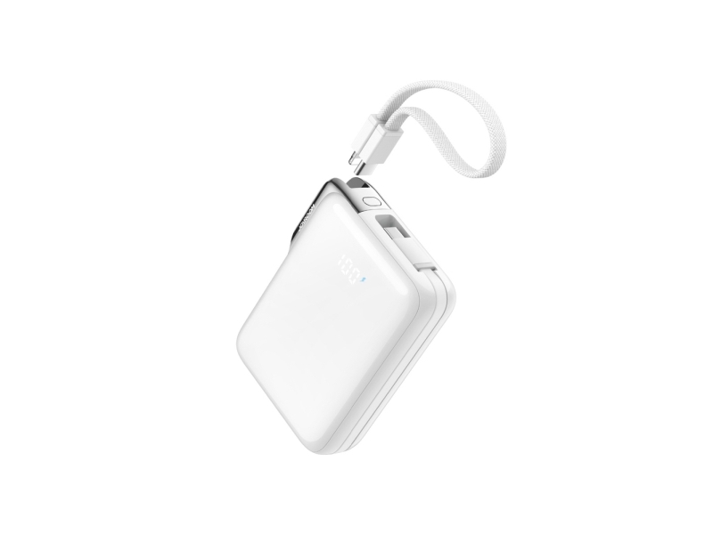 Joyroom Powerbank Jr-Pbf27 Pro 10000Mah 30W Mit Integriertem Usb-C-Kabel + Zusätzlichem Bidirektionalem Usb-C–Lightning-Kabel, Weiß