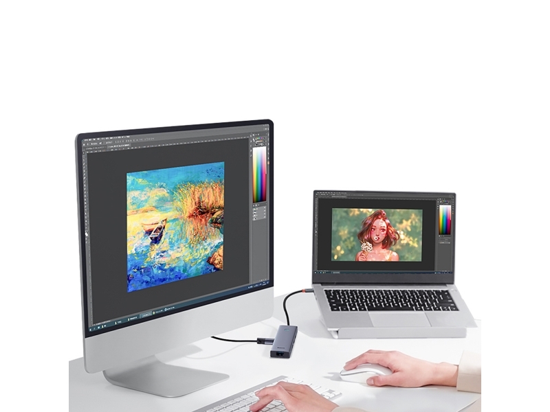 Baseus Ultrajoy 6-I-1 Usb-C Hub: 1× Hdmi 4K@60Hz + 4× Usb-A 3.0 + 1× Usb-C Pd - Grå