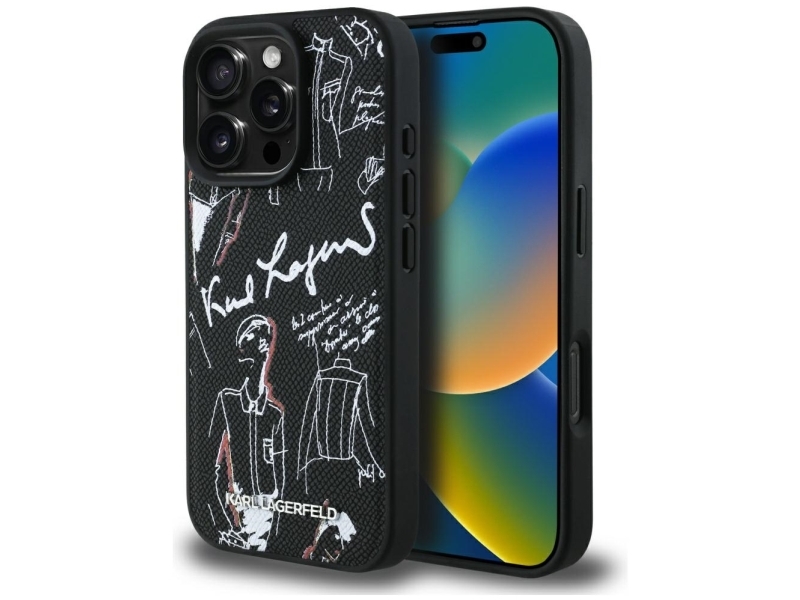 Karl Lagerfeld Strukturiertes Muster & Logo Magsafe Case Für Iphone 16 Pro Max - Schwarz