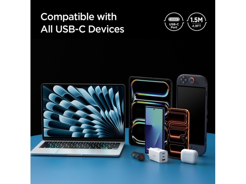 Spigen Essential Eb24015cc Usb-C Auf Usb-C 240W 150Cm Kabel - Schwarz
