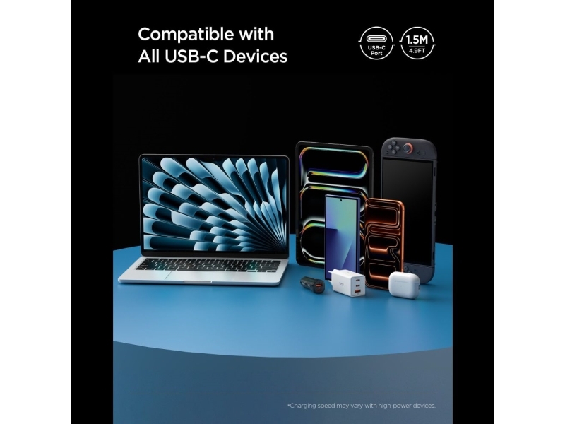 Spigen Essential Eb24015cc Usb-C Auf Usb-C 240W Kabel 150 Cm - Weiß