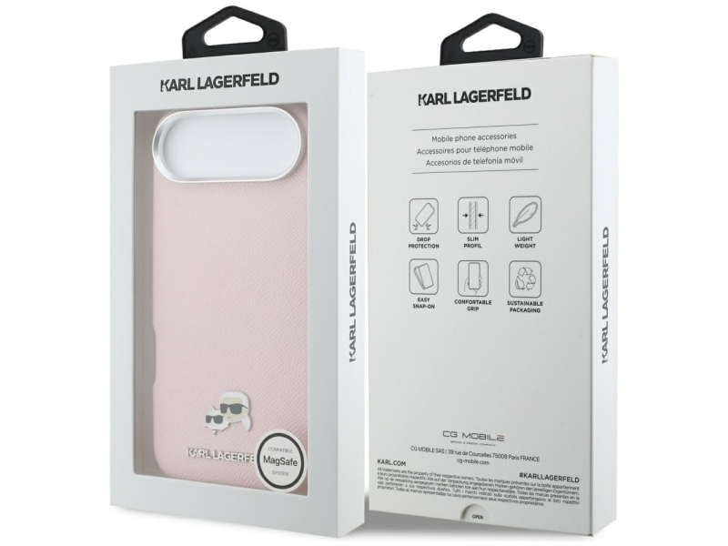 Karl Lagerfeld Karl &Amp Choupette Head Pins Saffiano Magsafe Iphone Air Case - Pink