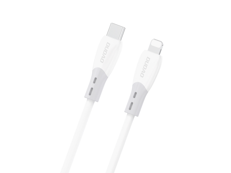 Dudao L25SX 30W USB-C til Lightning-kabel med blød silikonefletning 2 m - hvid