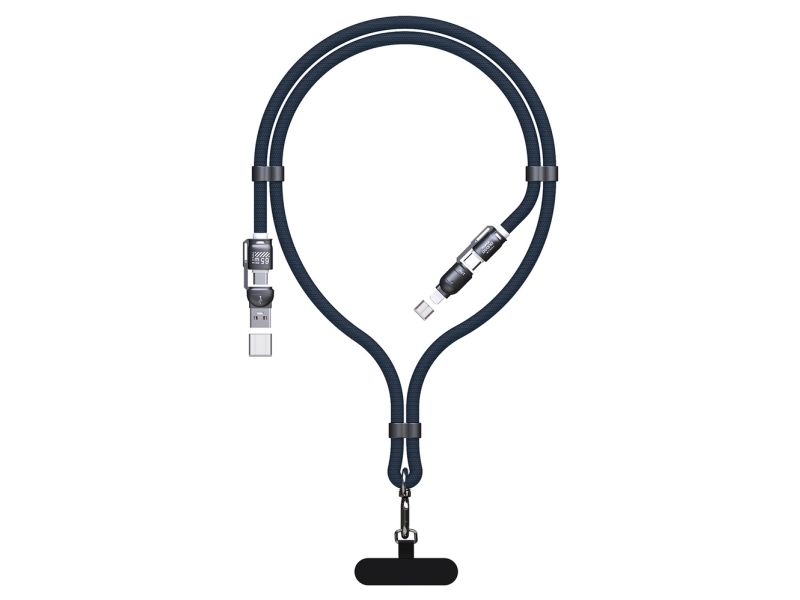 Dudao L20max 65W 4-In-1 Kabel Mit Lanyard Usb-C Auf Usb-C Mit Lightning- Und Usb-A-Adaptern - Blau