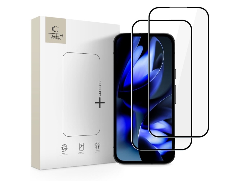 Härdat glas TECH-PROTECT GLASS FIT+ 2-pack för Google Pixel 9A / 10A svart | Tele & GPS - Mobil tillbehör - Skärmskydd | GameStuff