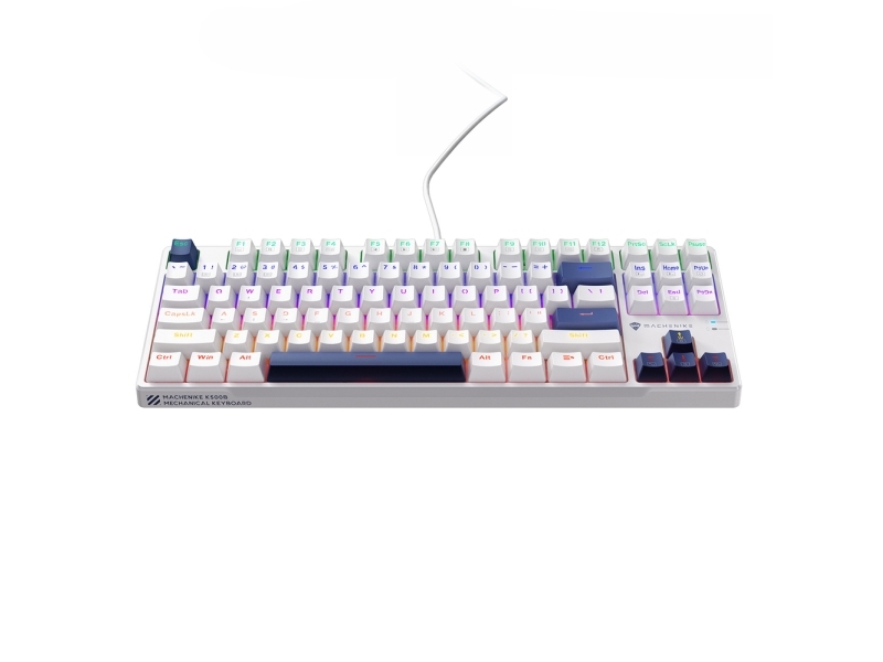 Machenike K500b-B87 Kablet Gamingtastatur Mekanisk Med Baggrundsbelysning Red Switch - Hvid