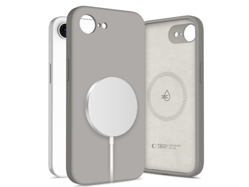 Tech-Protect Silikone Magsafe-Cover Til Iphone 16E/17E – Grå