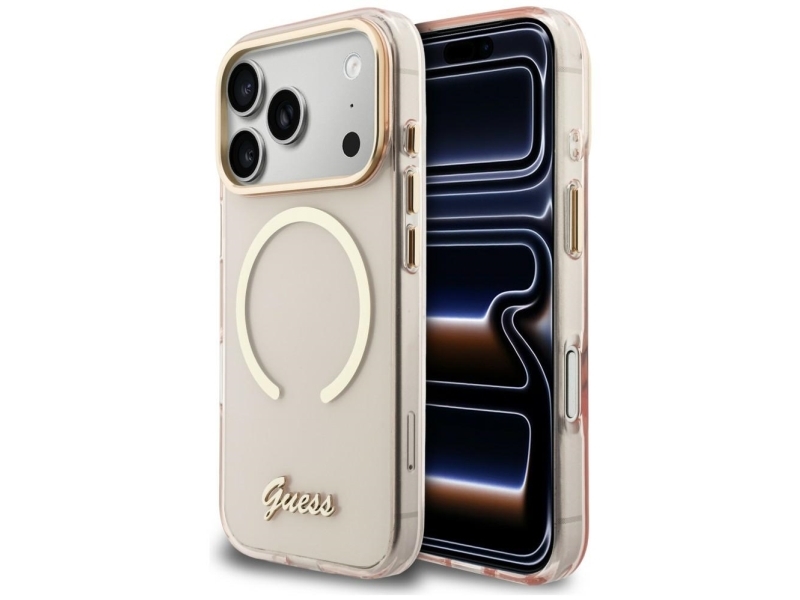 Guess Iml Script Metal Magsafe Case Für Iphone 17 Pro - Pink
