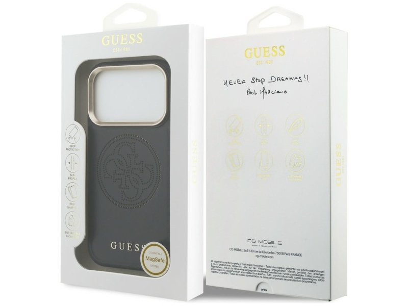 Guess Perforeret 4G Magsafe-Cover Til Iphone 17 Pro - Sort