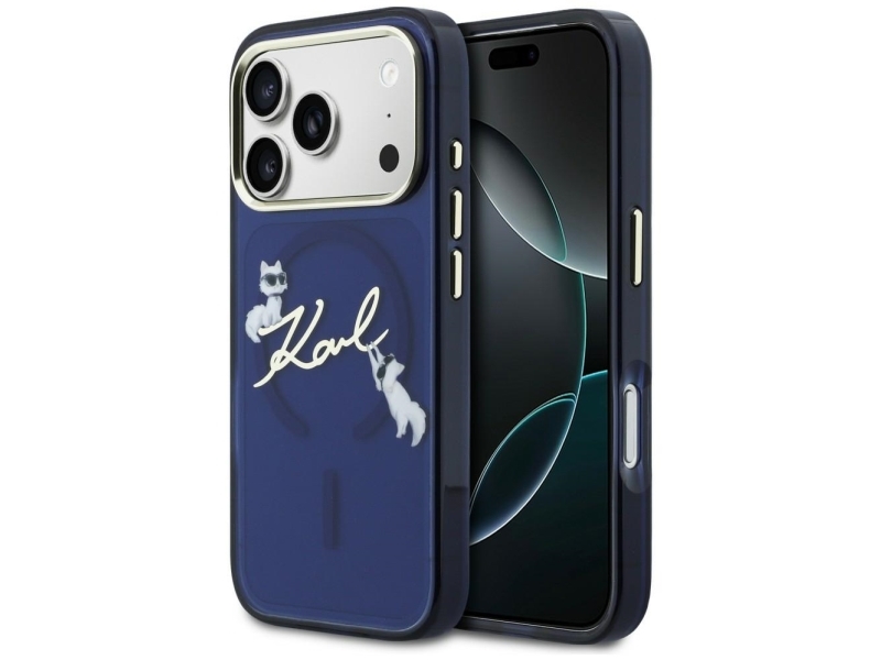 Karl Lagerfeld Iml Choupettes Karl Script Magsafe Cover Til Iphone 17 Pro Max - Blå