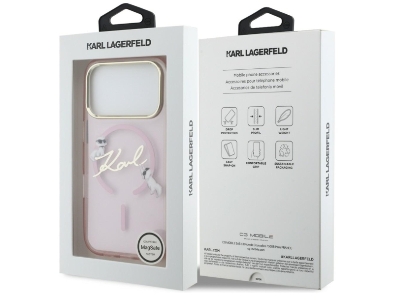 Karl Lagerfeld Iml Choupettes Karl Script Logo Magsafe Cover Til Iphone 17 Pro - Pink