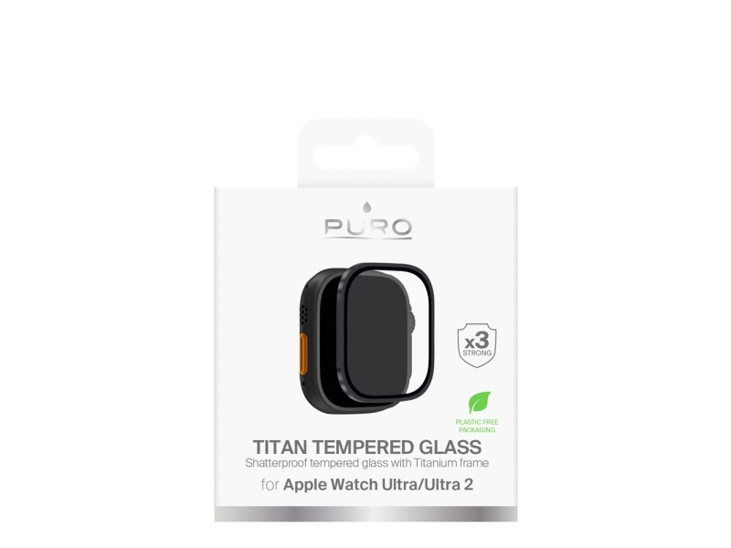 Puro Tempered Glass Med Titanium-Ramme Til Apple Watch Ultra / Ultra 2 / Ultra 3 - Sort