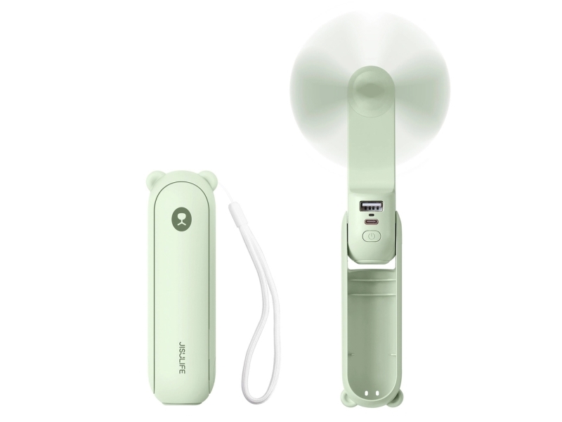 Jisulife Handheld Fan Life8 Plus Portable USB Fan with Power Bank Function 4500mAh and Flashlight - Green Powerbank - Grøn - 4500 mAh