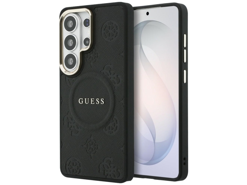 Guess Saffiano Peony Geprägtes Ring Magsafe Case Für Samsung Galaxy S26 Ultra - Schwarz