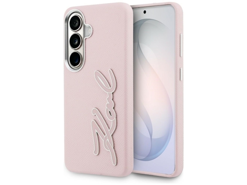 Karl Lagerfeld Körniges Signature Metal-Resin-Logo Case Für Samsung Galaxy S26 – Pink
