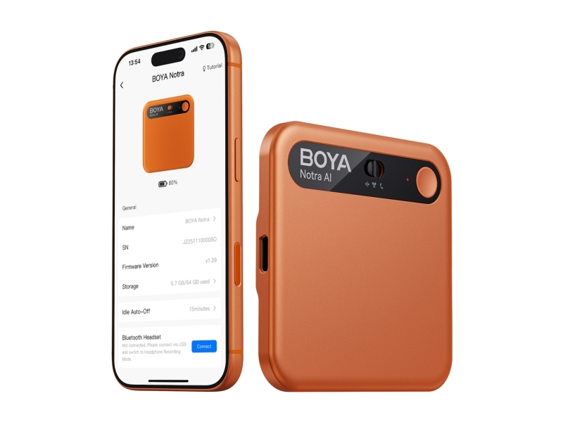 BOYA diktafon stemmeregistrator BOYA Notra med AI-transskription, orange