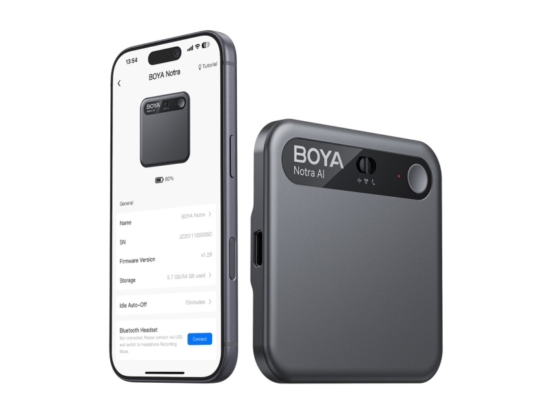 Boya diktafon BOYA Notra med AI-transskription - sort