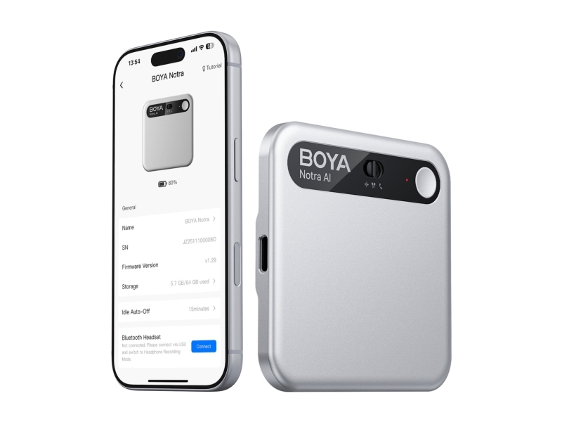 Boya diktafon stemmeoptager BOYA Notra med AI-udskrift – sølv