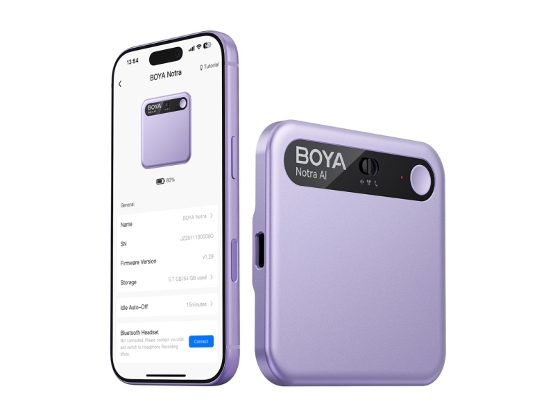 Boya stemmeoptager BOYA Notra med AI-transskription - lilla