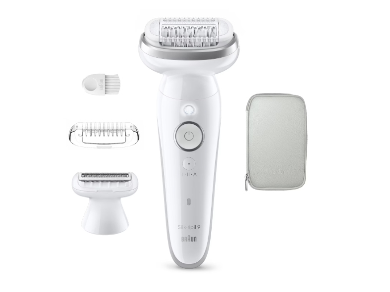 Braun Silk-épil 9 Silk·épil 9 9-030, Hvid, 40 pincetter, MicroGrip, 100 - 240 V, 50/60 Hz, Indbygget batteri