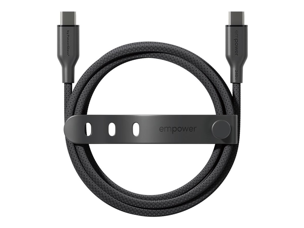 empower by PanzerGlass - USB-kabel - USB-C (hane) till USB-C (hane) - USB 2.0 - 48 V - 5 A - 1.2 m - Snabbladdning upp till 240 W - space black | Datortillbehör - Kablar & adaptrar - Datakablar | GameStuff