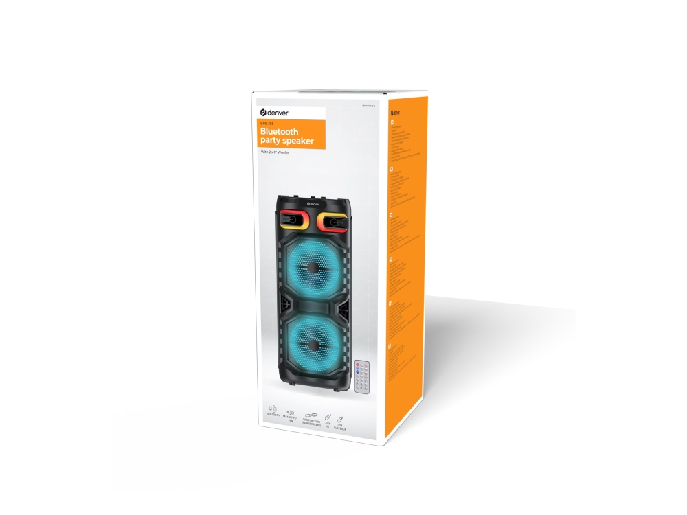 DENVER BPS-355 - Partyhögtalare - trådlös - Bluetooth - 16 Watt - 2-vägs | TV, Ljud & Bild - Bärbart ljud & Bild - Bluetooth högtalare | GameStuff