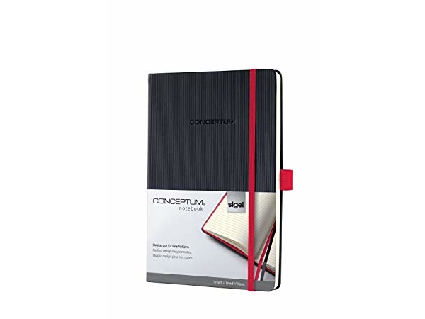 Sigel Conceptum, Einfarbig, Schwarz, Rot, A5, 194 Blätter, 80 G/M², Hardcover