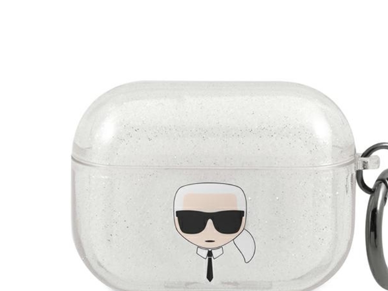 Karl Lagerfeld KLAPUKHGS AirPods Pro suojakuori hopea/hopea Glitter Karl`s Head