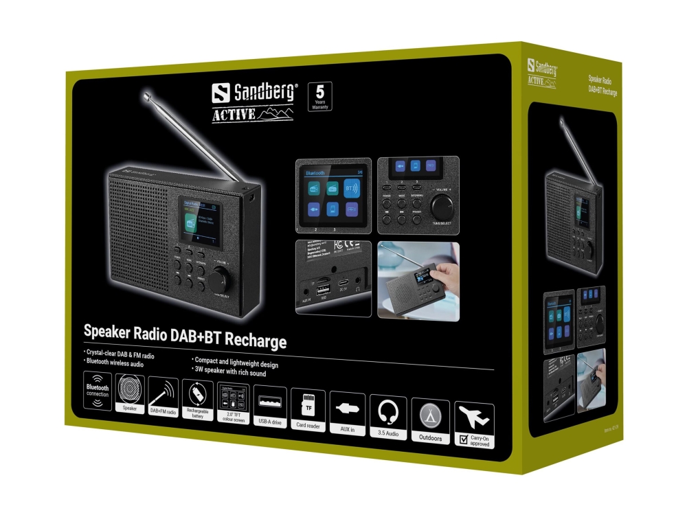 Sandberg Active Series Speaker Radio Dab+Bt Recharge - Dab Bærbar Radio