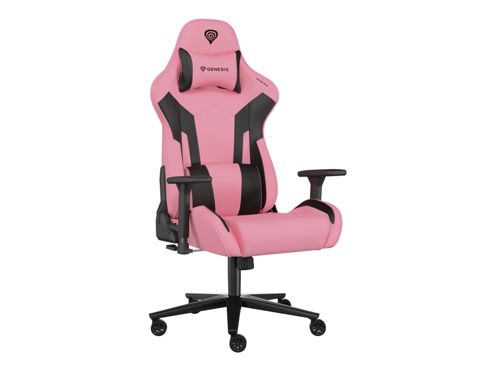 Genesis Nitro 720 - Spillestol - Ergonomisk - Armstøtter - T-Formet - Vippe - Drejeled - Økolæder - Sort, Pink