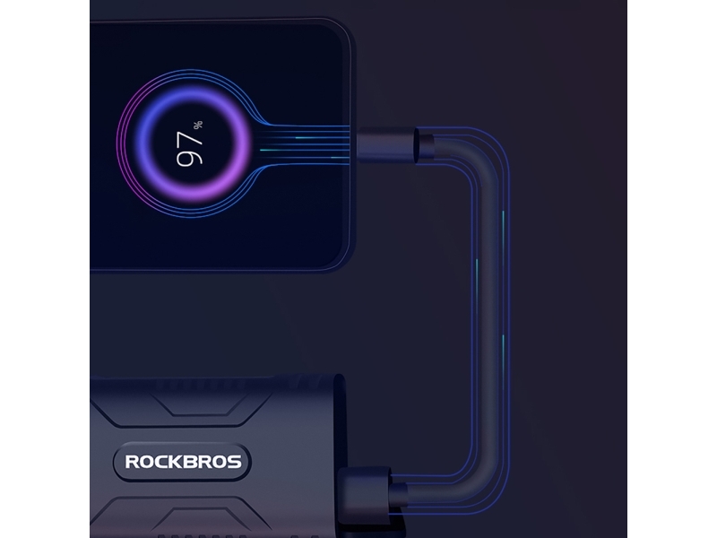 Rockbros 24310002001 bicycle light 850 lm with powerbank function + USB-C - USB-A cable - black