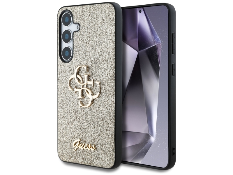 Guess Fixed Glitter Big 4G Metal Logo Hülle Für Samsung Galaxy S25 Gold