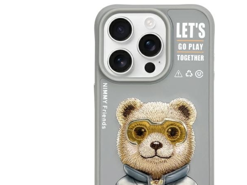 Nimmy Cool&Cute 2.0 Bären-Case Für Iphone 15 Pro - Grau
