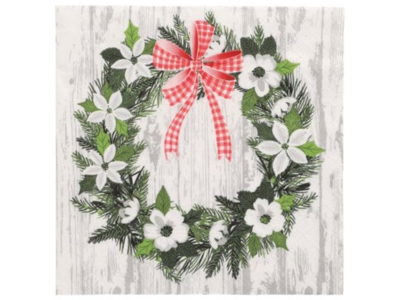 Papstar 89359, Mehrfarbig, Textil, Christmas Wreath, Quadratisch, Weihnachtsmuster, 330 Mm