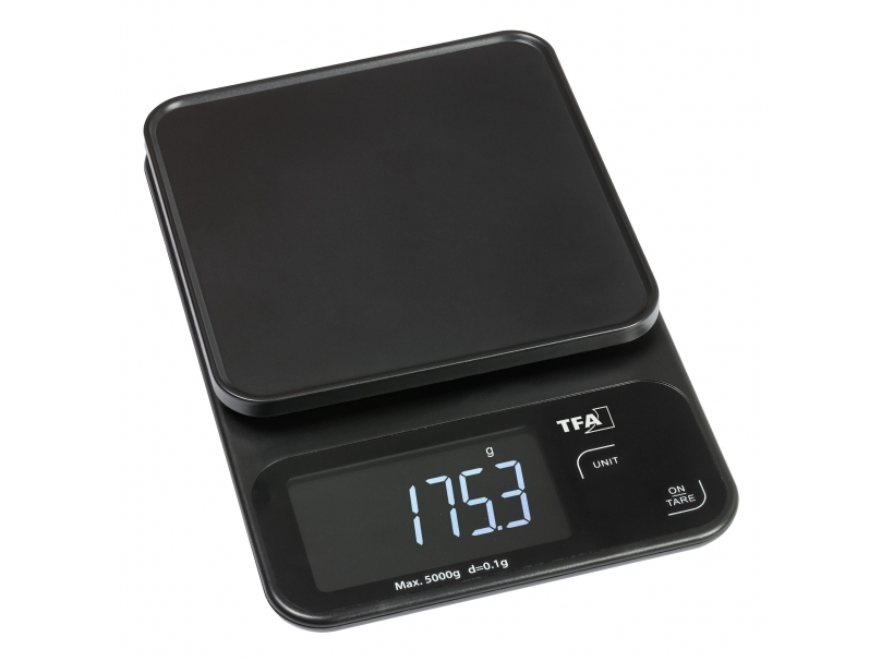 Tfa-Dostmann 50.2009.01, Elektronisk Køkkenvægt, 5 Kg, 1 G, Sort, Plast, Glas