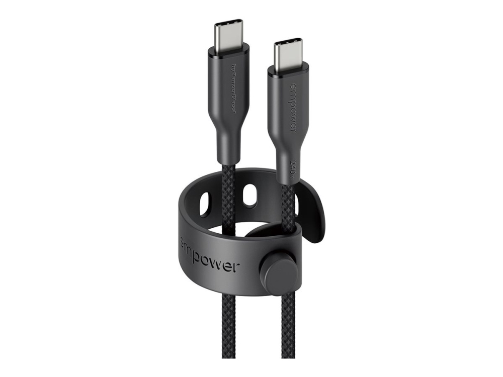 empower by PanzerGlass - USB-kabel - USB-C (han) til USB-C (han) - USB 2.0 - 48 V - 5 A - 2 m - Fast Charging op til 240 W - space-sort