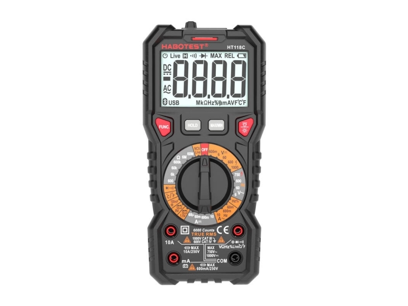 Habotest Digital Multimeter with Flashlight HT118C True RMS NCV battery testing