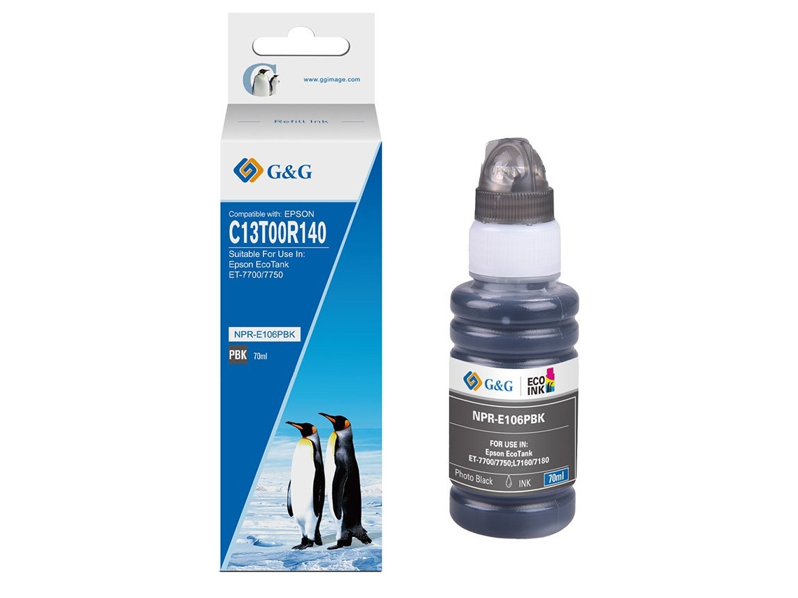 G&G Kompatiblel Mit Epson 106/ C13t00r140 Tinte Ecotank, Kompatibel, Foto Schwarz, Epson, 105 / 106 Ecotank Tinte Ecotank Et7700 Ecotank Et7750, 5000