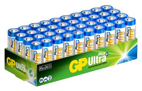 GP G-tech ultra+ alkaline batteri AA LR6 1.5V sort 40 stk.