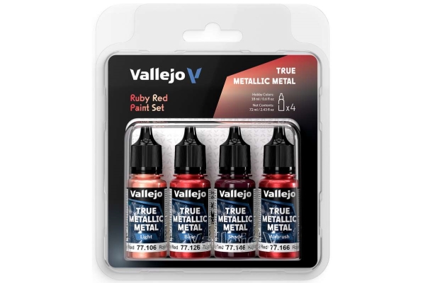 True Metallic Metal set Ruby Red 4x18 ml | Hobby - Färg vattenbaserad - Metallfärg | GameStuff