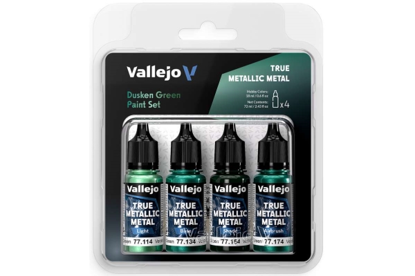 True Metallic Metal-set Dusken Green 4x18 ml | Hobby - Färg vattenbaserad - Metallfärg | GameStuff