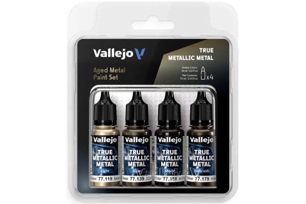 True Metallic Metal-set Aged Metal 4x18 ml | Hobby - Färg vattenbaserad - Metallfärg | GameStuff