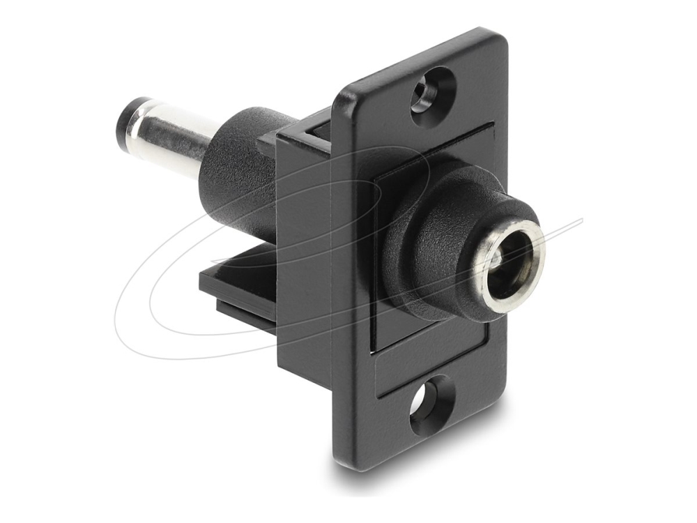 Delock Panel Mount Dc 5,5 X 2,5 Mm Buchse Zu Dc 5,5 X 2,1 Mm Stecker Schwarz, Flach, Schwarz, Dc 5.5 X 2.5, Dc 5.5 X 2.1, Weiblich, Männlich