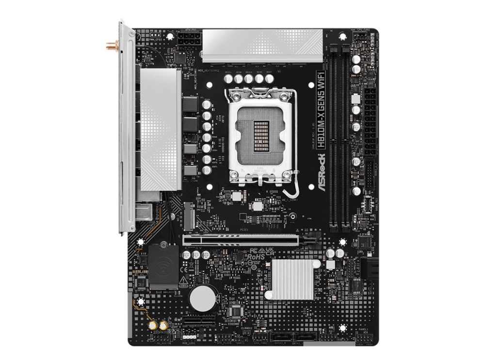 Asrock H810m-X Gen5 Wifi - Bundkort - Micro Atx - Lga1851 Sokkel - H810 Chipset - Usb 3.2 Gen 1, Usb-C 3.2 Gen 1 - Wi-Fi 6, Bluetooth, 2.5 Gigabit La