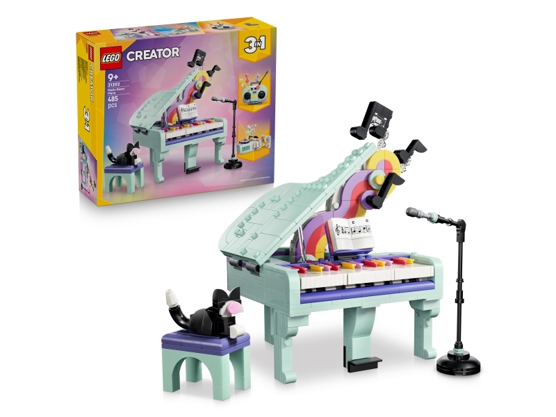 LEGO ® Creator - 3-i-1 Musikpynt: Klaver Med Kat 31392 - 485 Dele